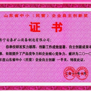 中小企业自主创新一等奖