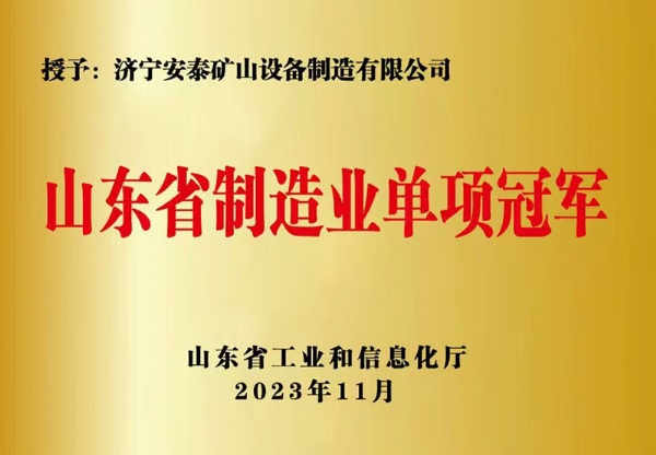 山东省制造业单项冠 军